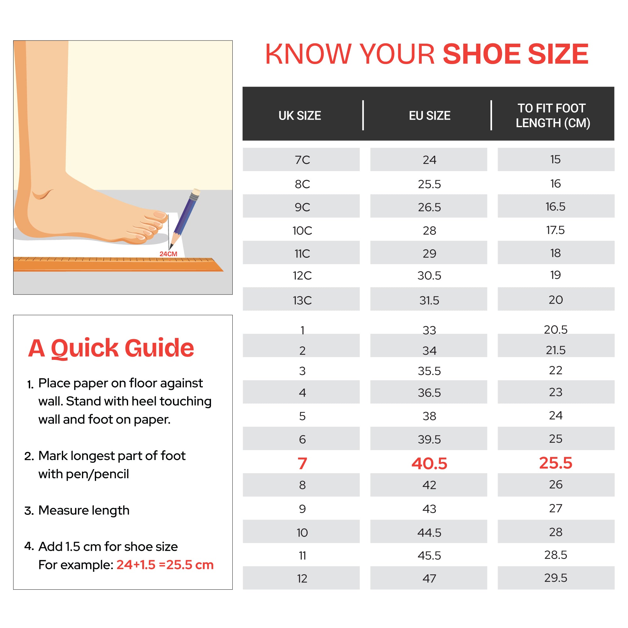 school shoe size guide kids India UK size age